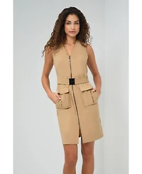 Anatomie Women's Kourt Sleeveless Belted Zip Utility Dress