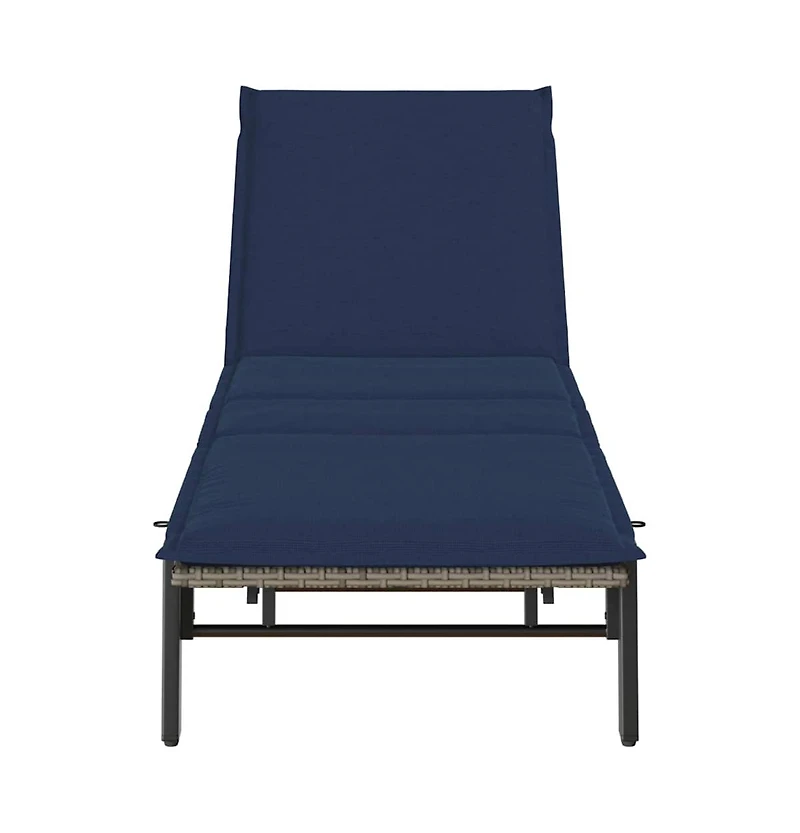 Sun Lounger Grey, Navy Blue Pe rattan, Powder-coated steel Standard