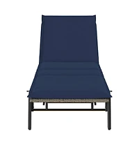 Sun Lounger Grey, Navy Blue Pe rattan, Powder-coated steel Standard