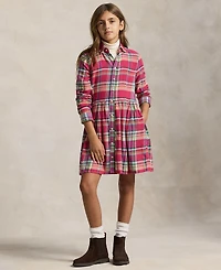 Polo Ralph Lauren Girls 7-16 Long Sleeve Shirred Waist Dress