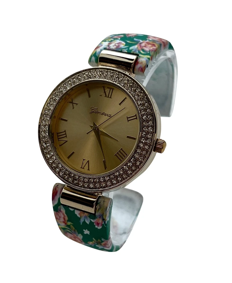 Olivia Pratt Floral Printed Soft Band Bangle Women Watch