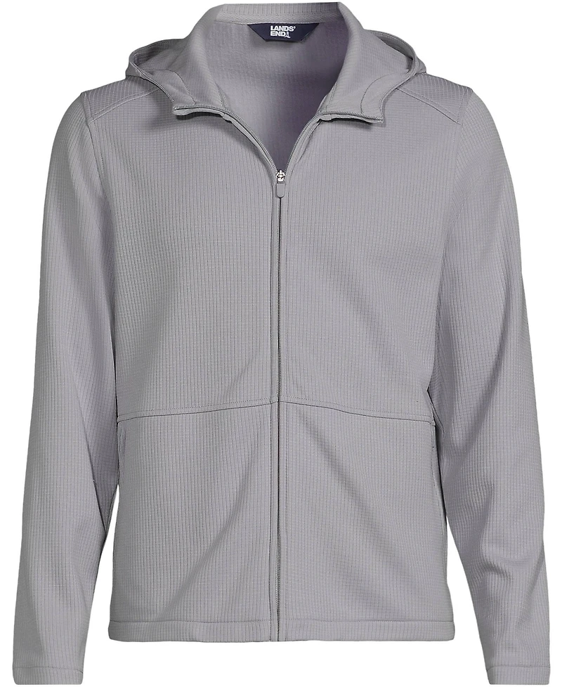 Lands' End Men's Unisex Grid Tech Hooded Zip Front Jacket