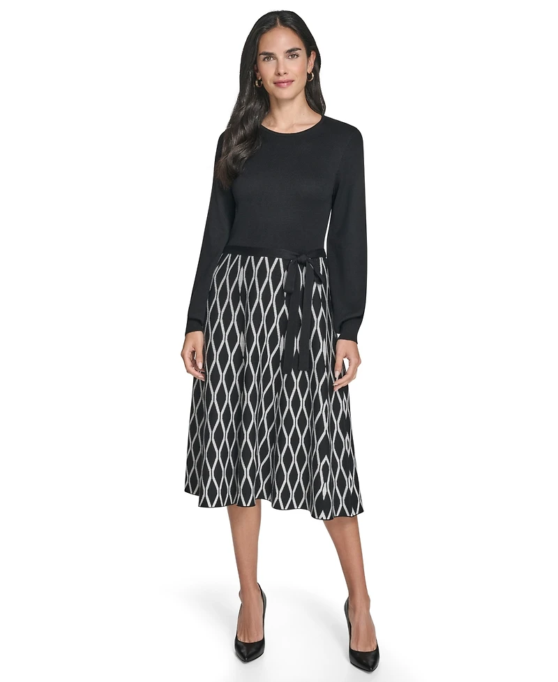Jessica Howard Women's Fit and Flare Midi Sweater Dress