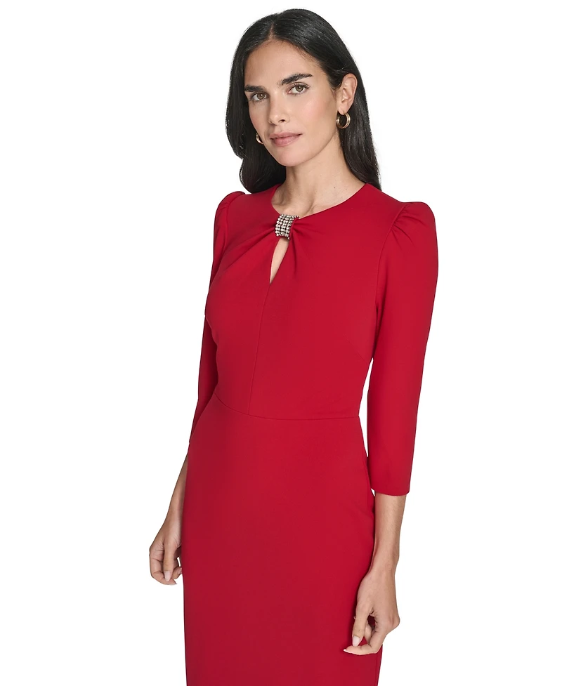 Jessica Howard Women's Keyhole Jewel Neck Sheath Dress