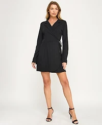 Row A Women's Embellished Collared Wrap Dress