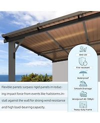 Aecojoy 10'x10' Adjustable Height Wall Mounted Outdoor Gazebos Pergola