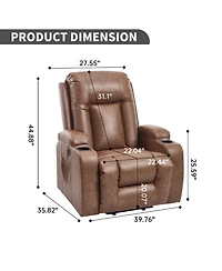 Pu Infinite Position Up to 350 Lbs Power Lift Recliner Chair for Elderly, Heavy Duty Motion Mechanism with 8-Point Vibration Massage