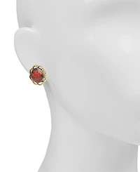 Patricia Nash European Floral Tapestry Antique-Like Gold-Tone Button Earrings