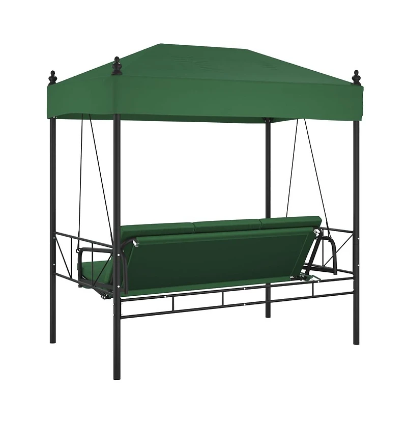 Garden Swing Bench Green Powder-Coated Steel Large
