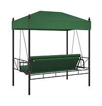 Garden Swing Bench Green Powder-Coated Steel Large
