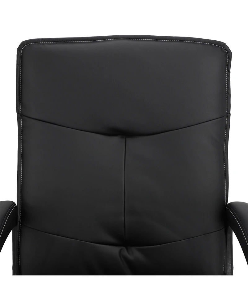 Elama High Back Tufted Faux Leather Adjustable Office Chair in Black