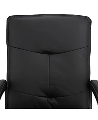 Elama High Back Tufted Faux Leather Adjustable Office Chair in Black
