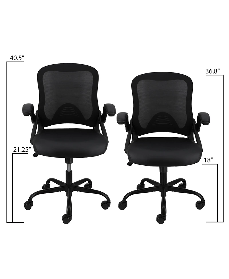 Elama Mid Back Adjustable Mesh and Fabric Office Chair in Black