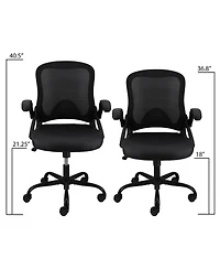 Elama Mid Back Adjustable Mesh and Fabric Office Chair in Black