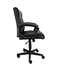 Elama Mid Back Adjustable Faux Leather Office Chair in Black