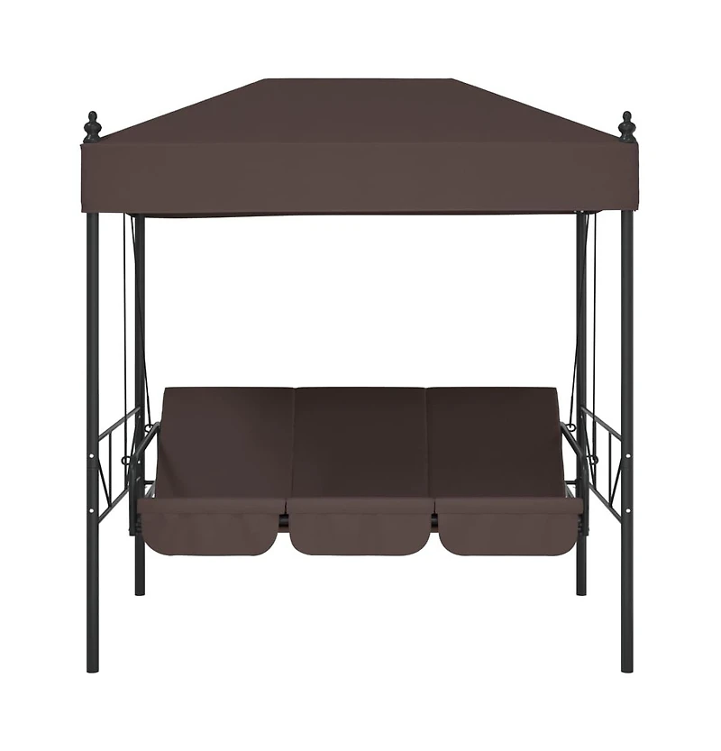 vidaXL Garden Swing Bench Coffee brown Powder-coated steel, Polyester