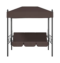 vidaXL Garden Swing Bench Coffee brown Powder-coated steel, Polyester