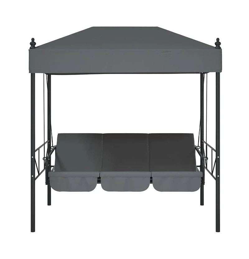 vidaXL Garden Swing Bench Dark Grey Powder-Coated Steel, Polyester