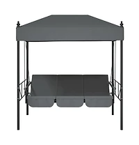 vidaXL Garden Swing Bench Dark Grey Powder-Coated Steel, Polyester