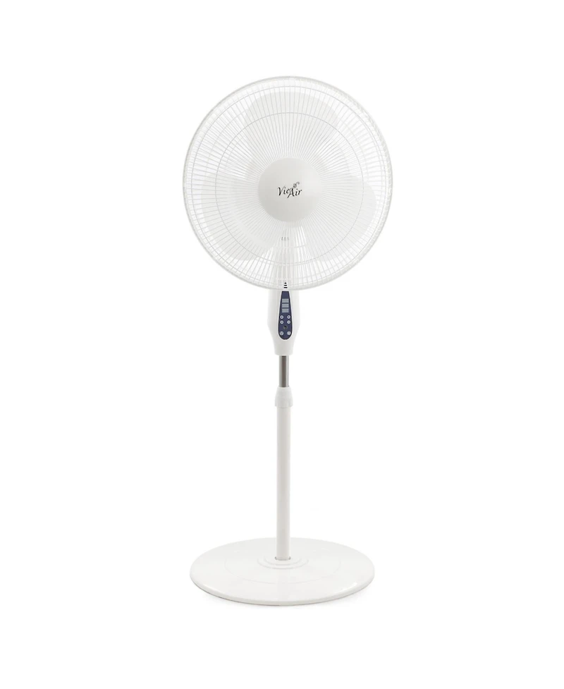 Vie Air 16 Inch 3 Speed Oscillating Stand Fan with Remote Control in White