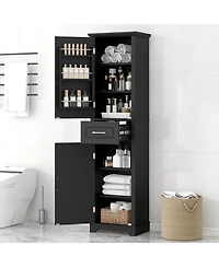 Casainc Tall Bathroom Storage Cabinet, Freestanding with Two Doors and Adjustable Shelves
