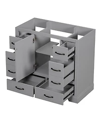 Casainc 36" Bathroom Vanity, Cabinet Base Only, Six Drawers with Multi-Functional Drawer Divider and Adjustable Shelf