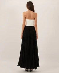 Modenaire Women's Strapless Two-Tone Tulle Evening Gown
