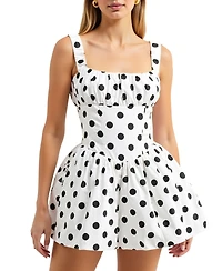 Modenaire Women's Polka Dot Corset Bodice Flared Mini Dress