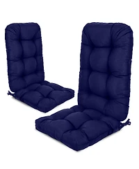 Aoodor Tufted Adirondack Chair Cushion, Outdoor High Back Cushions with Ties, Waterproof and Fade Resistant, Set of 2