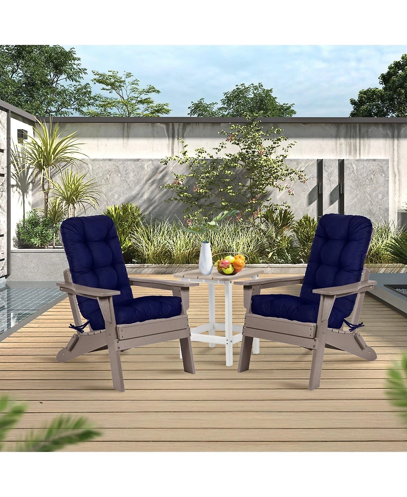 Aoodor Tufted Adirondack Chair Cushion, Outdoor High Back Cushions with Ties, Waterproof and Fade Resistant, Set of 2