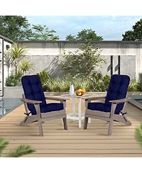 Aoodor Tufted Adirondack Chair Cushion, Outdoor High Back Cushions with Ties, Waterproof and Fade Resistant, Set of 2