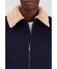 Bagatelle Homme Men's Wool Blend Faux Fur Collared Bomber Jacket