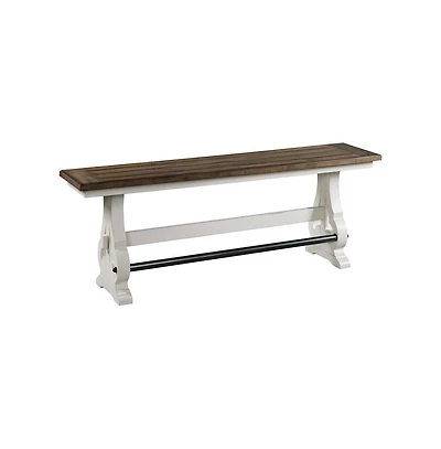 Intercon Backless Bench, Counter Height in Rustic White & French Oak