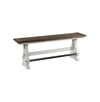Intercon Backless Bench, Counter Height in Rustic White & French Oak
