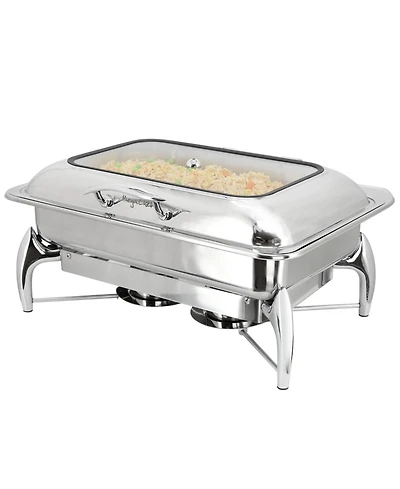 MegaChef 9.5 Quart Stainless Steel Rectangle Professional Chafing Dish/Food Warmer/Buffet Server Serving Trays