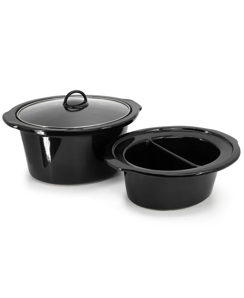 MegaChef 5.6Liter + 2.5 Liter Split Stainless Steel Electric Slow Cooker in SIlver