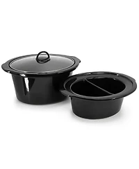 MegaChef 5.6Liter + 2.5 Liter Split Stainless Steel Electric Slow Cooker in SIlver