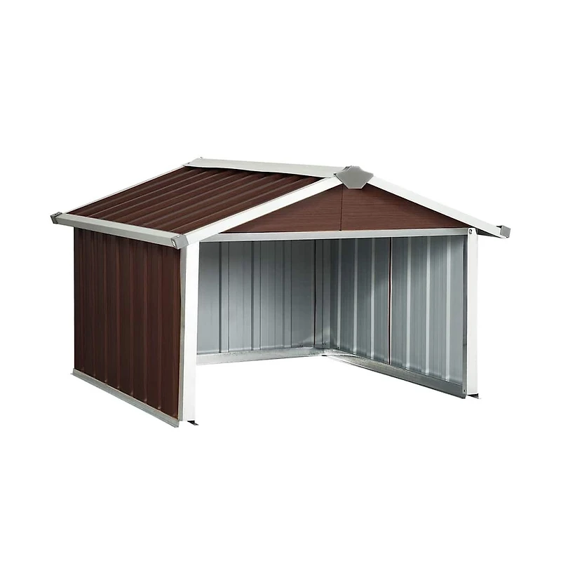 vidaXL Garden Shed Brown Galvanized Steel Medium Durable Garden Shed