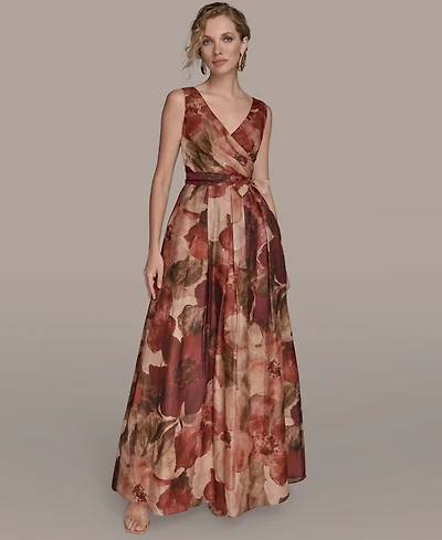 Donna Karan New York Women's V-Neck Floral Ball Gown