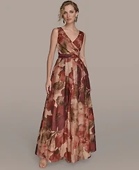 Donna Karan New York Women's V-Neck Floral Ball Gown