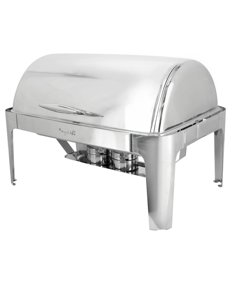 MegaChef 9.5 Quart Oblong Roll Top Stainless Steel Professional Chafing Dish/Food Warmer/Buffet Server Serving Trays