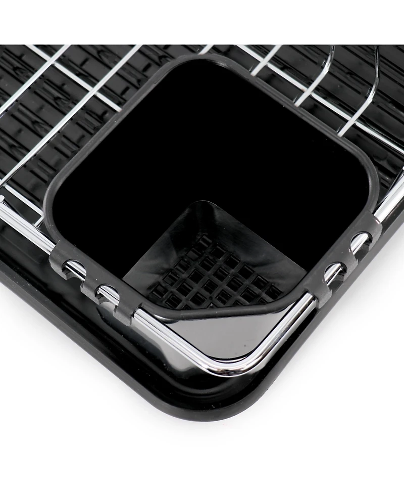 Megachef 16 Inch Chrome Plated and Plastic Counter Top Drying Dish Rack in Black