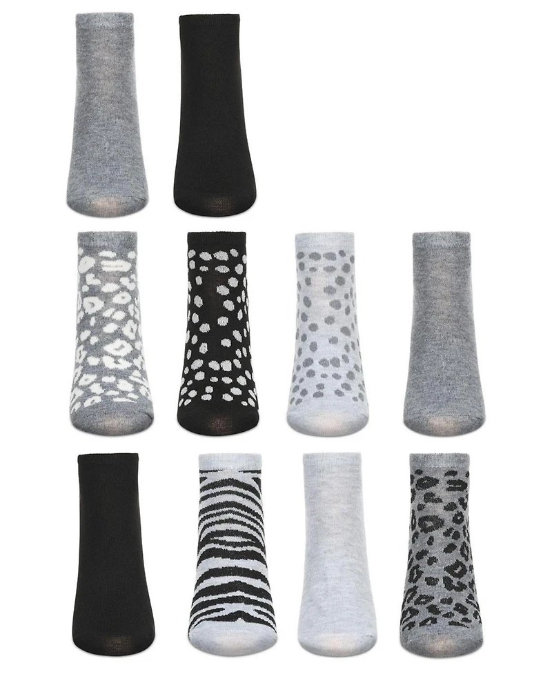 MeMoi Women's 10 Pair Pack Animal Print Low Cut Socks