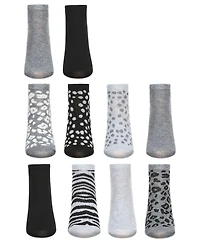 MeMoi Women's 10 Pair Pack Animal Print Low Cut Socks