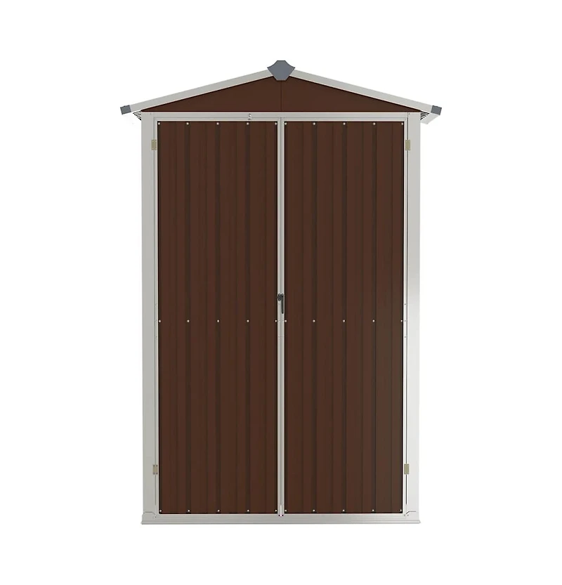 vidaXL Garden Shed Brown Galvanized Steel and Plastic