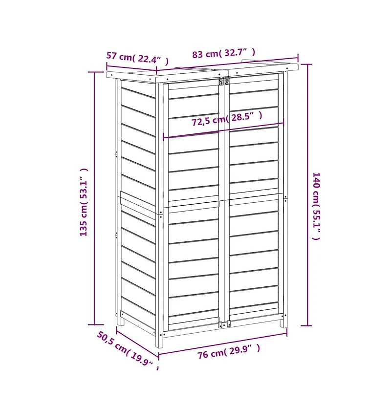 vidaXL Garden Tool Shed Brown Solid Pine Wood, Plywood Medium