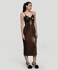 Avec Les Filles Women's Lace Trim Sequin Cami Midi Dress