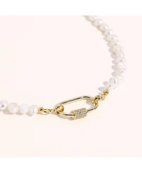 18K Gold Freshwater Pearl with Lock - Taylor Necklace - Medium