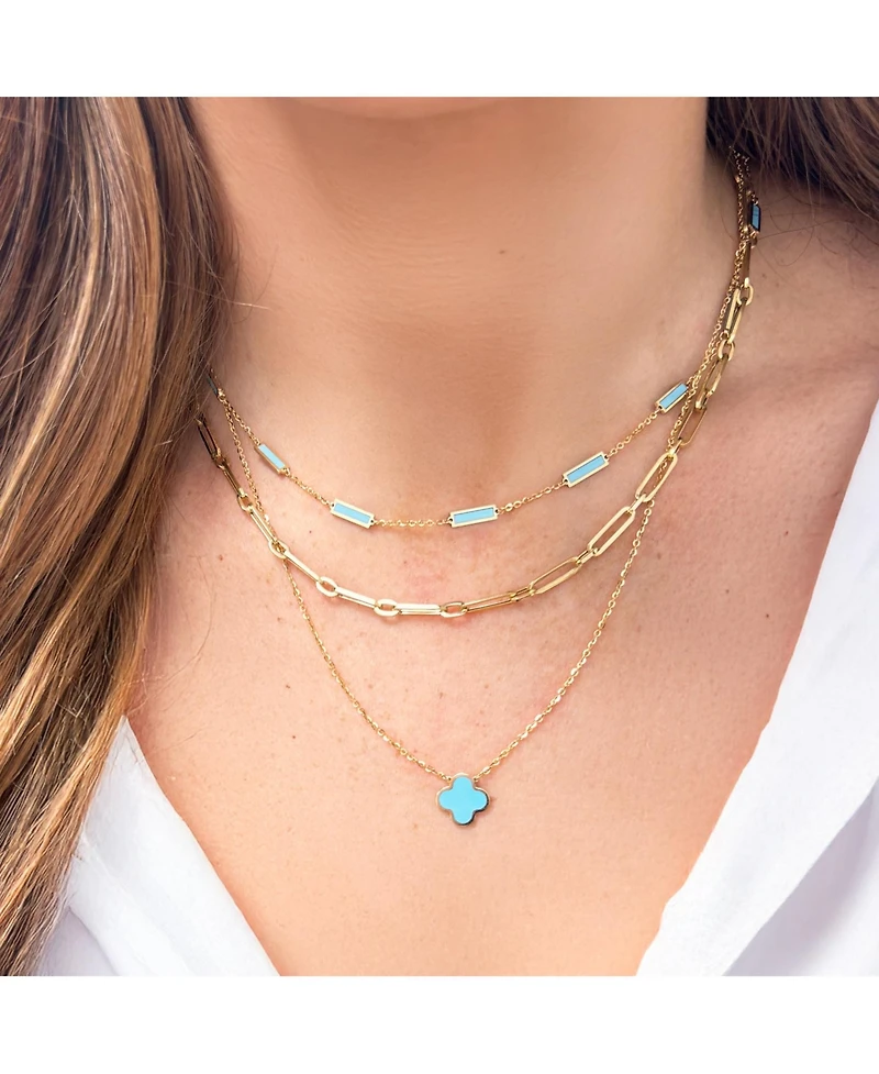 The Lovery Turquoise Bar Chain Necklace 14K Gold
