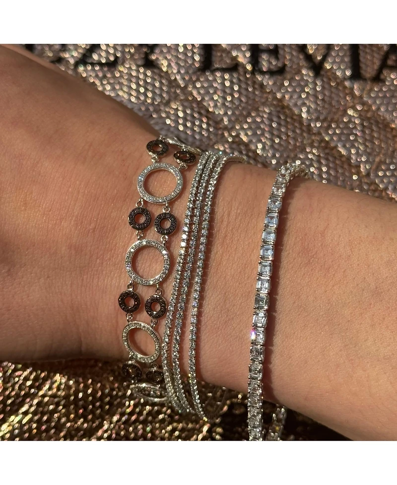 Suzy Levian Sterling Silver Cubic Zirconia Multi Circle Cluster Bracelet